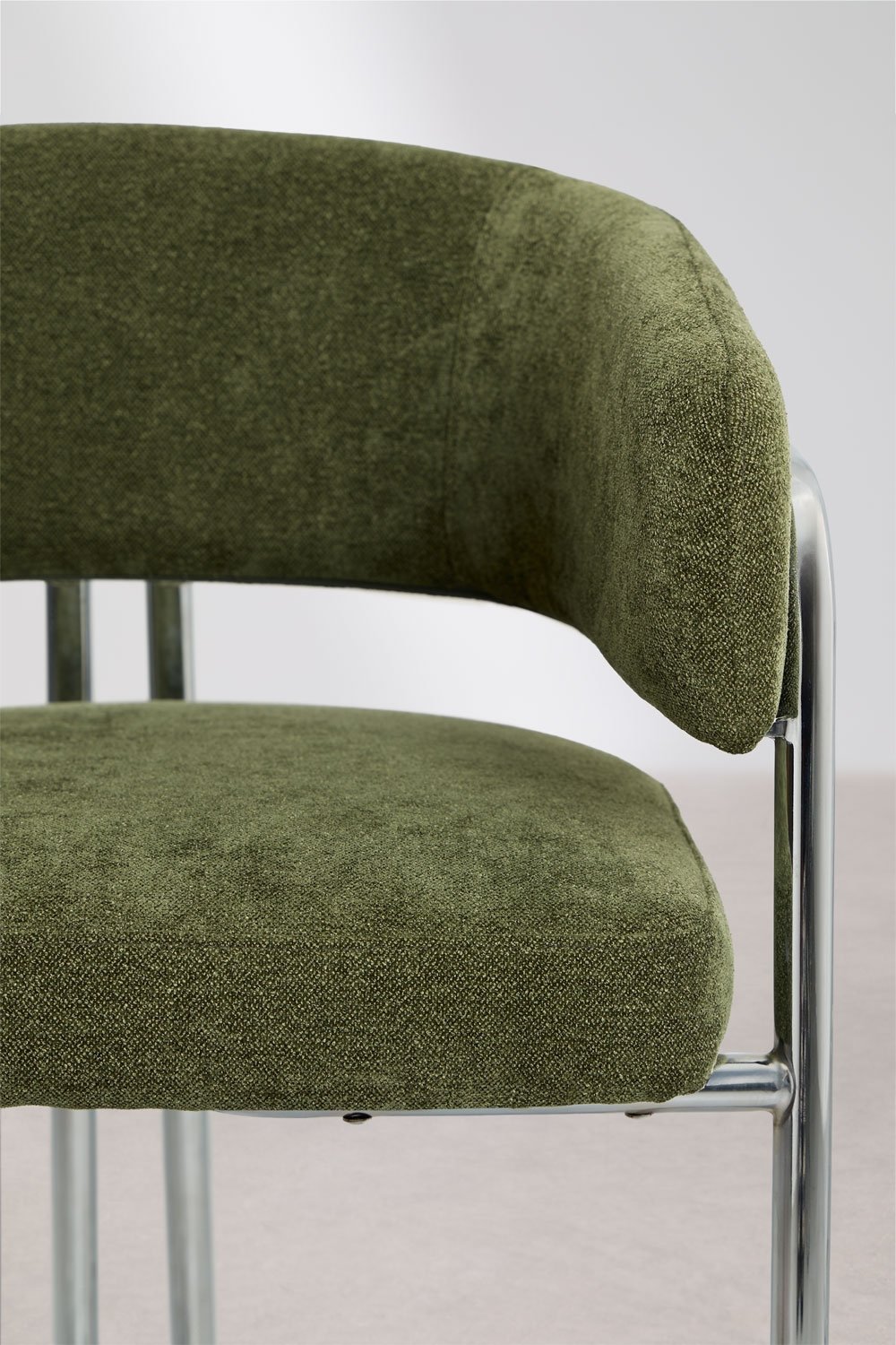 High stool with upholstered backrest and iron Zantria, gallery image 7