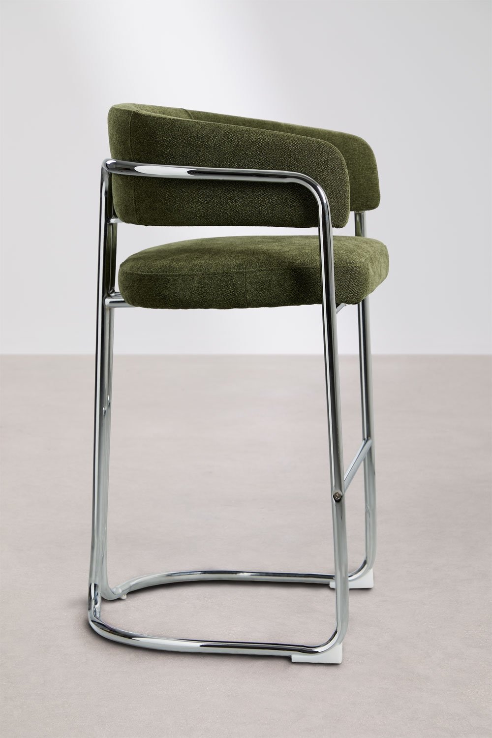 High stool with upholstered backrest and iron Zantria, gallery image 4