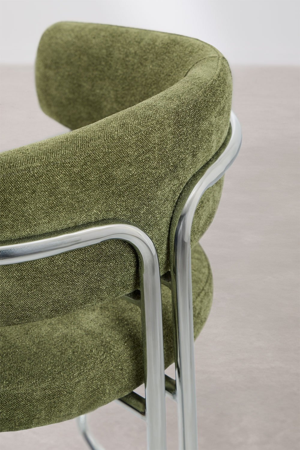 High stool with upholstered backrest and iron Zantria, gallery image 6
