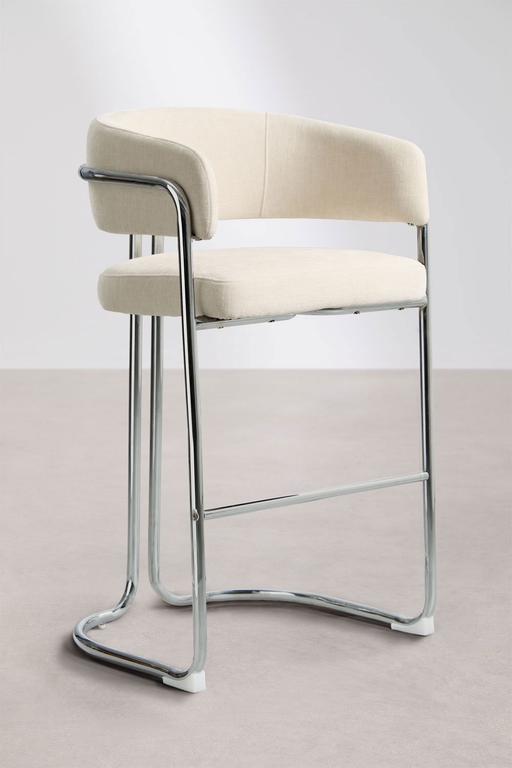 High stool with upholstered backrest and iron Zantria, gallery image 3