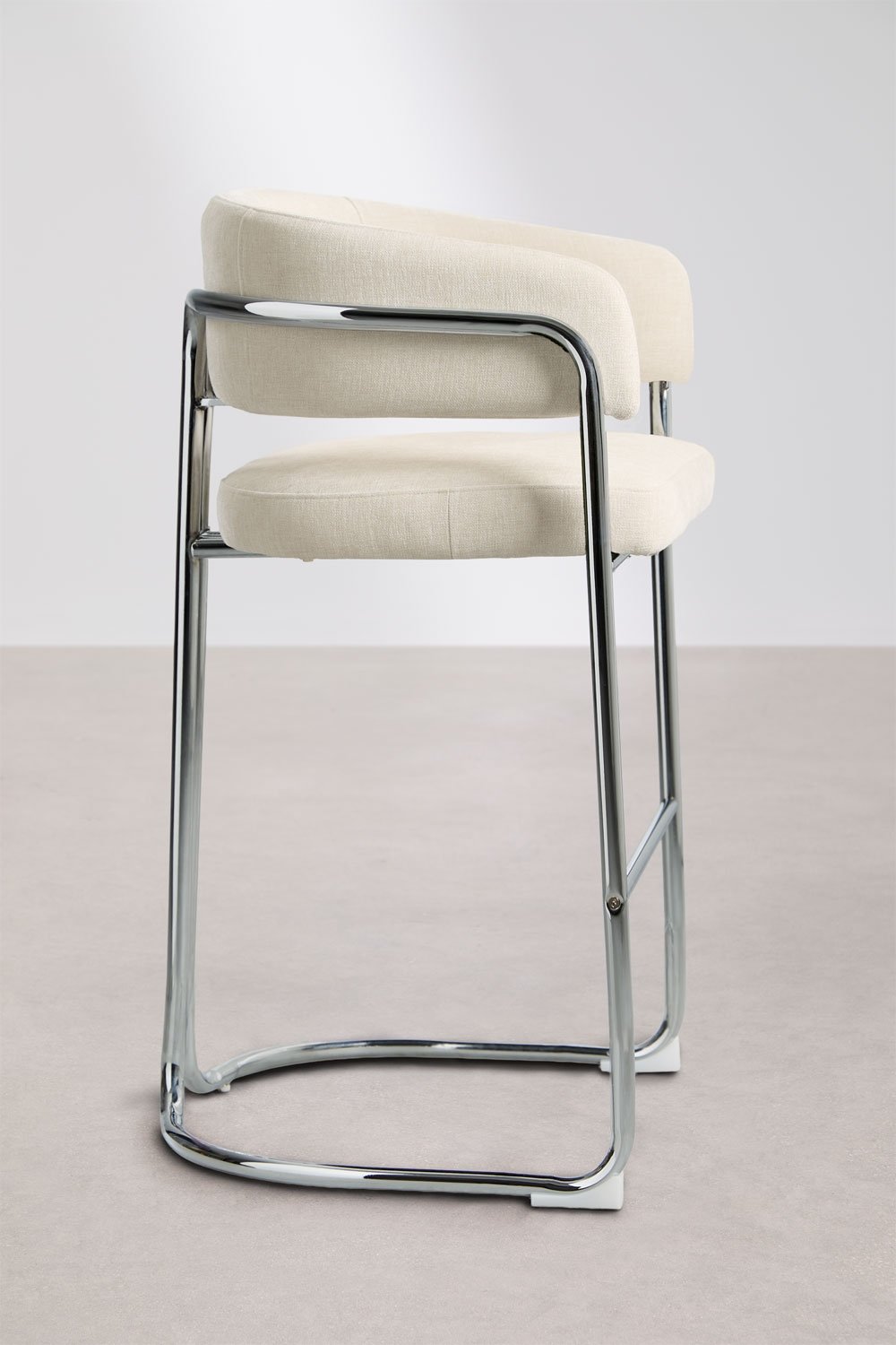 High stool with upholstered backrest and iron Zantria, gallery image 4