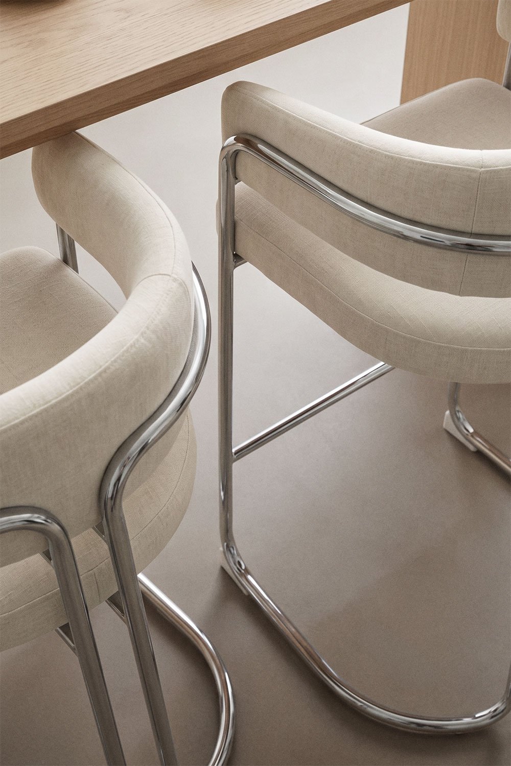 High stool with upholstered backrest and iron Zantria, gallery image 2