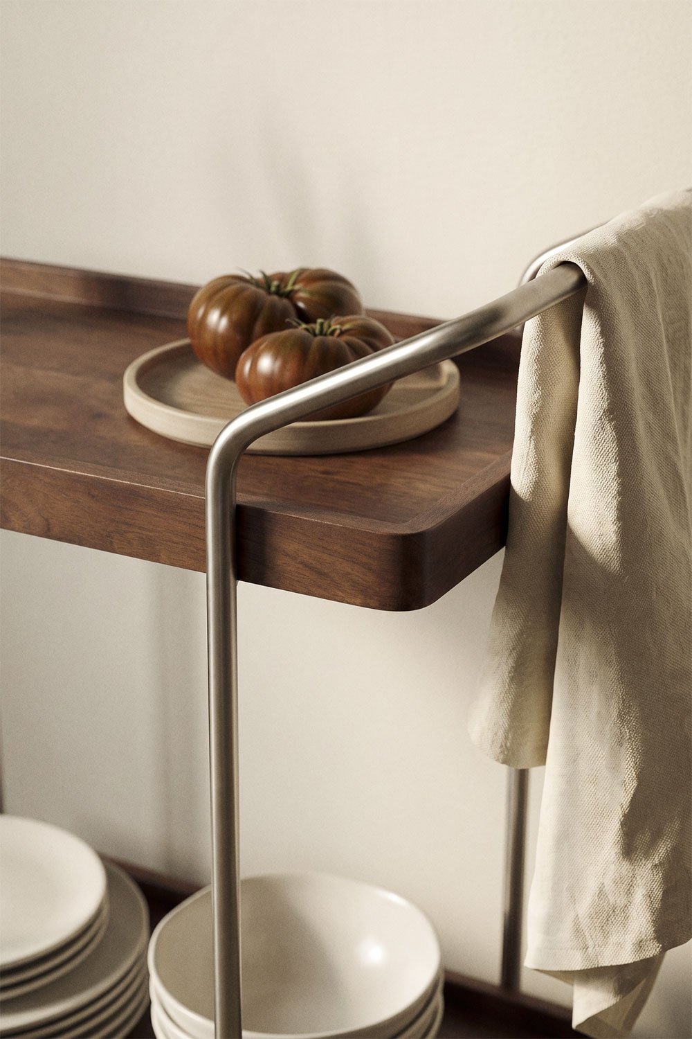 Danalex kitchen cart in mango wood and stainless steel, gallery image 2