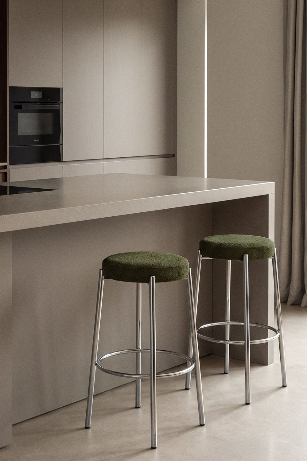 Zantria upholstered high stool in iron, gallery image 1