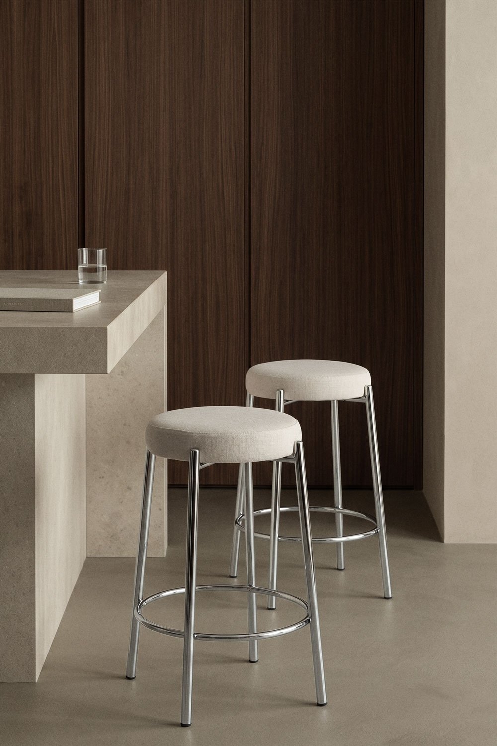 Zantria upholstered high stool in iron, gallery image 1