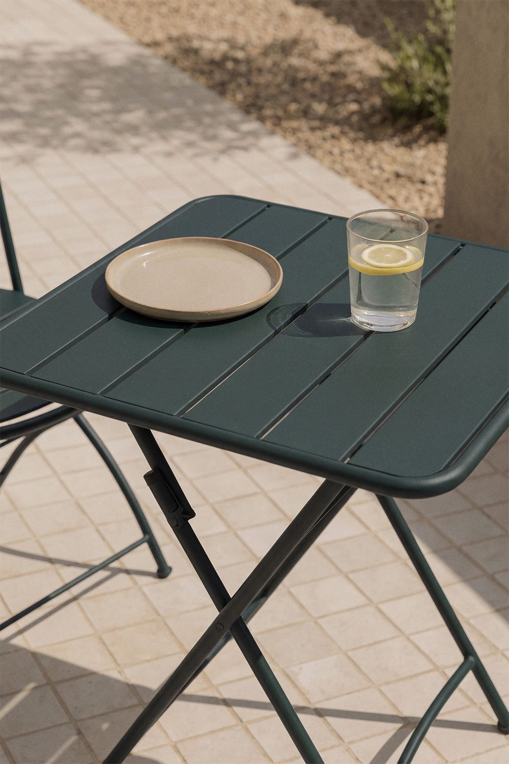 Janti 60x60 cm square folding garden table in steel, gallery image 2