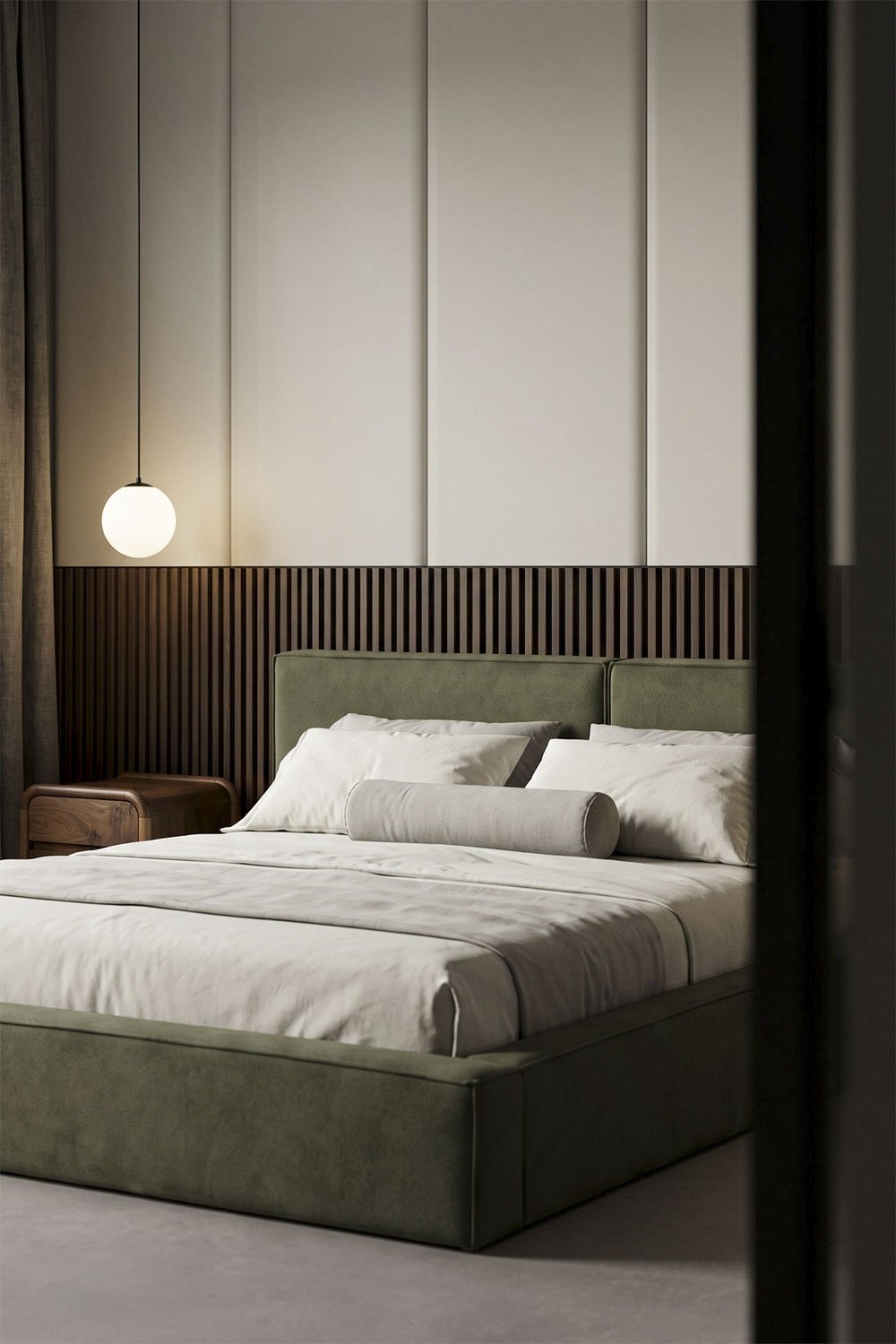 Bed with upholstered lift-up storage base Lunari, gallery image 1