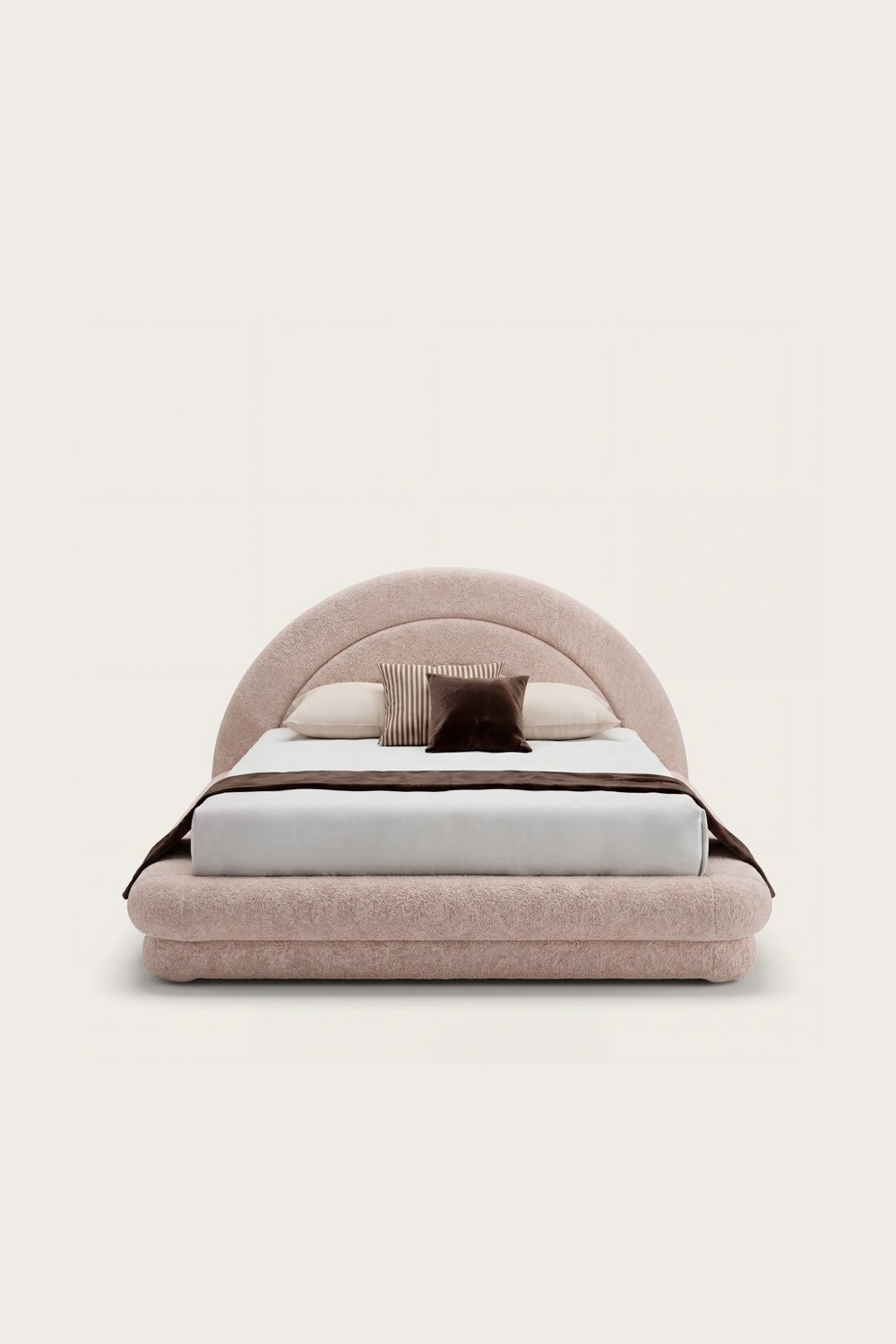 Bed with lift-up storage base in bouclé fabric Borzensi, gallery image 10
