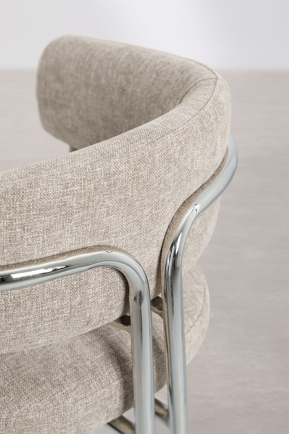 High stool with upholstered backrest and iron Zantria, gallery image 6