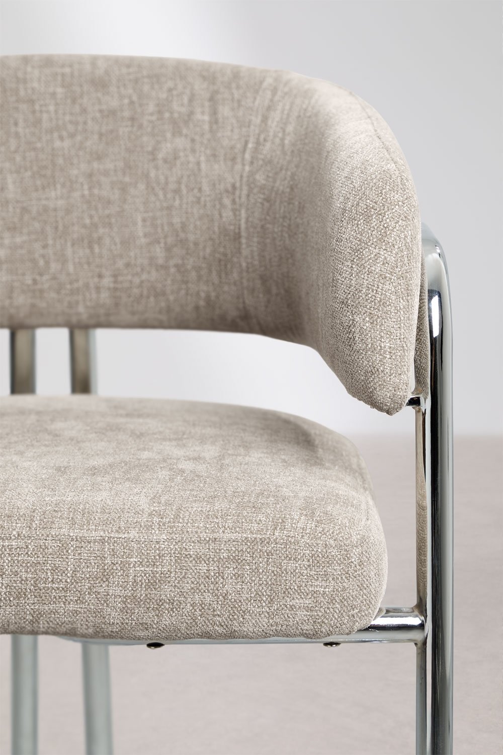 High stool with upholstered backrest and iron Zantria, gallery image 7