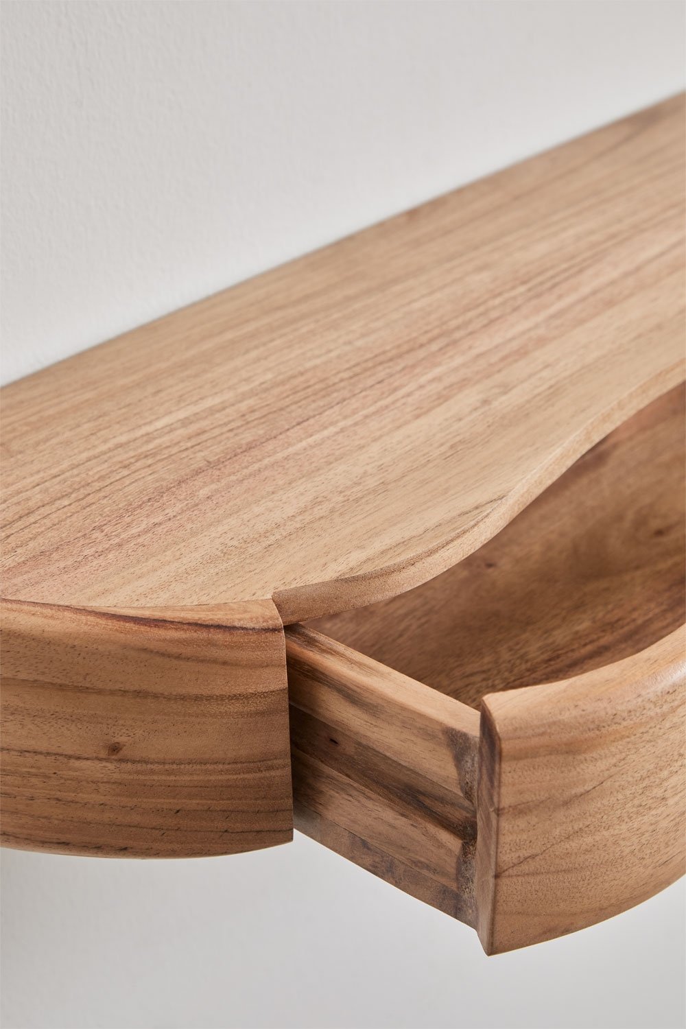 Nireimi acacia wood wall shelf with storage, gallery image 5