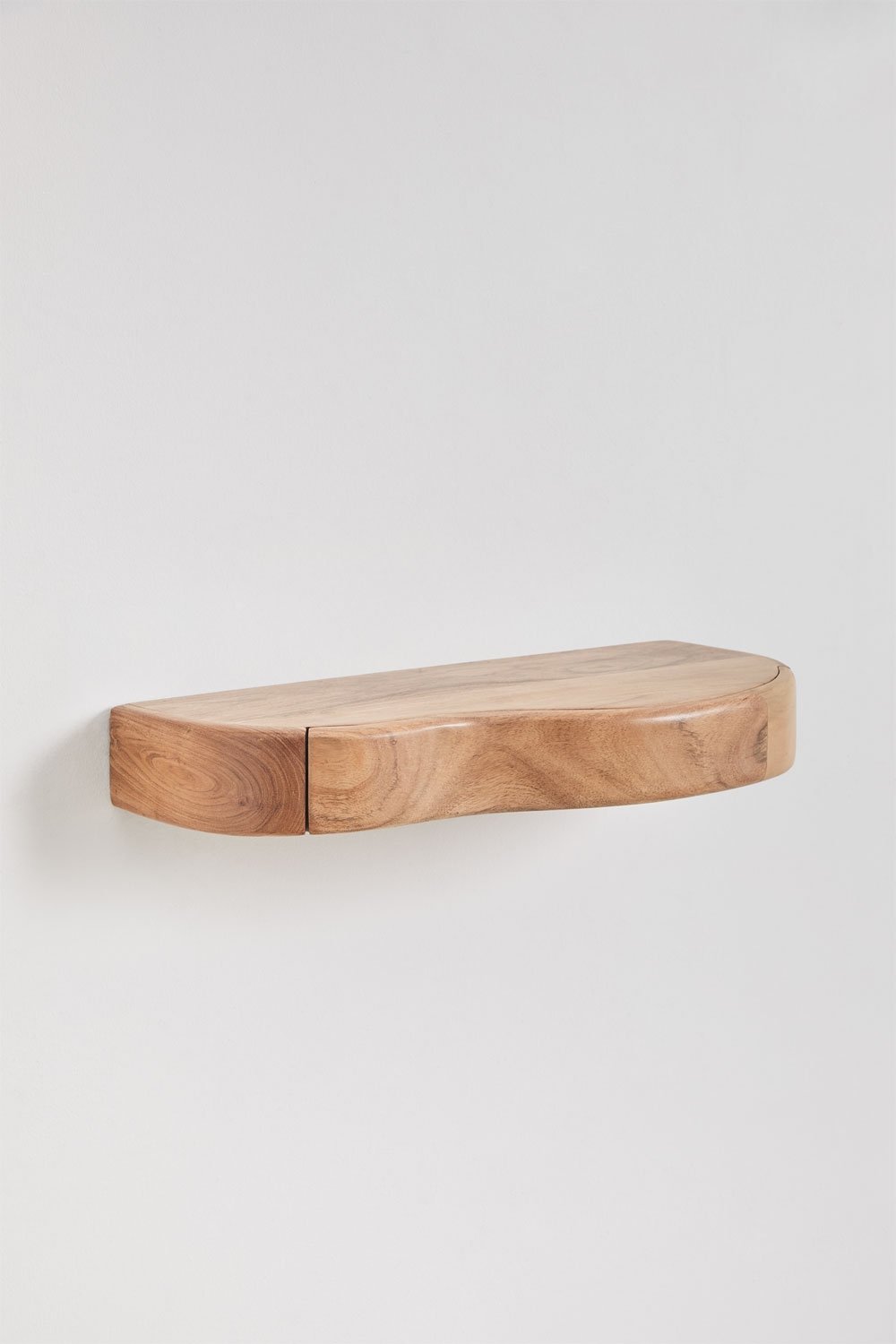 Nireimi acacia wood wall-mounted hallway console with storage, gallery image 3