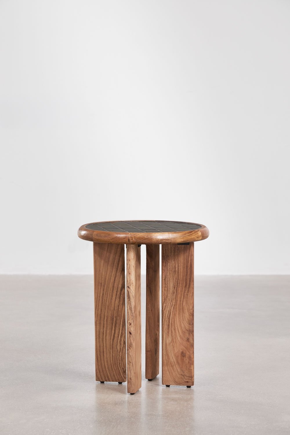 Aitana bedside table Ø40 cm in tiles and acacia wood, gallery image 3