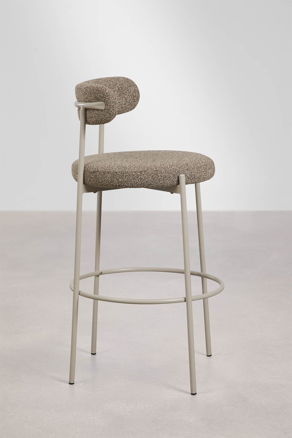 High stool with backrest in Brim bouclé fabric, gallery image 4