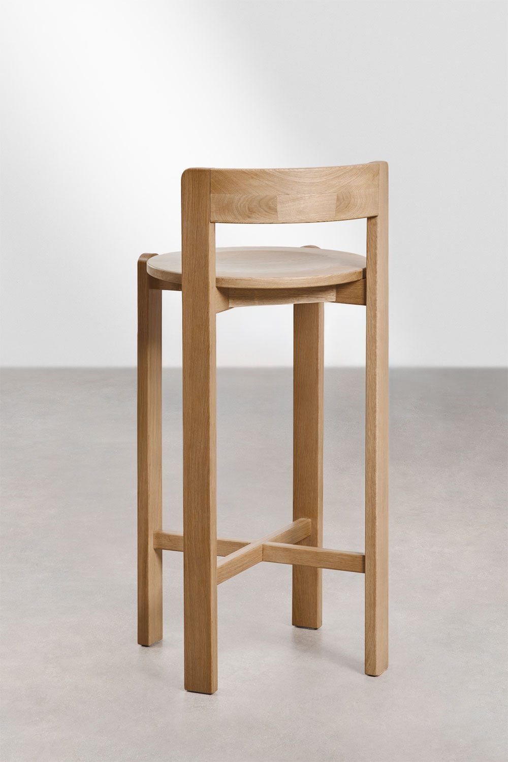 Noreli oak wood high stool, gallery image 5