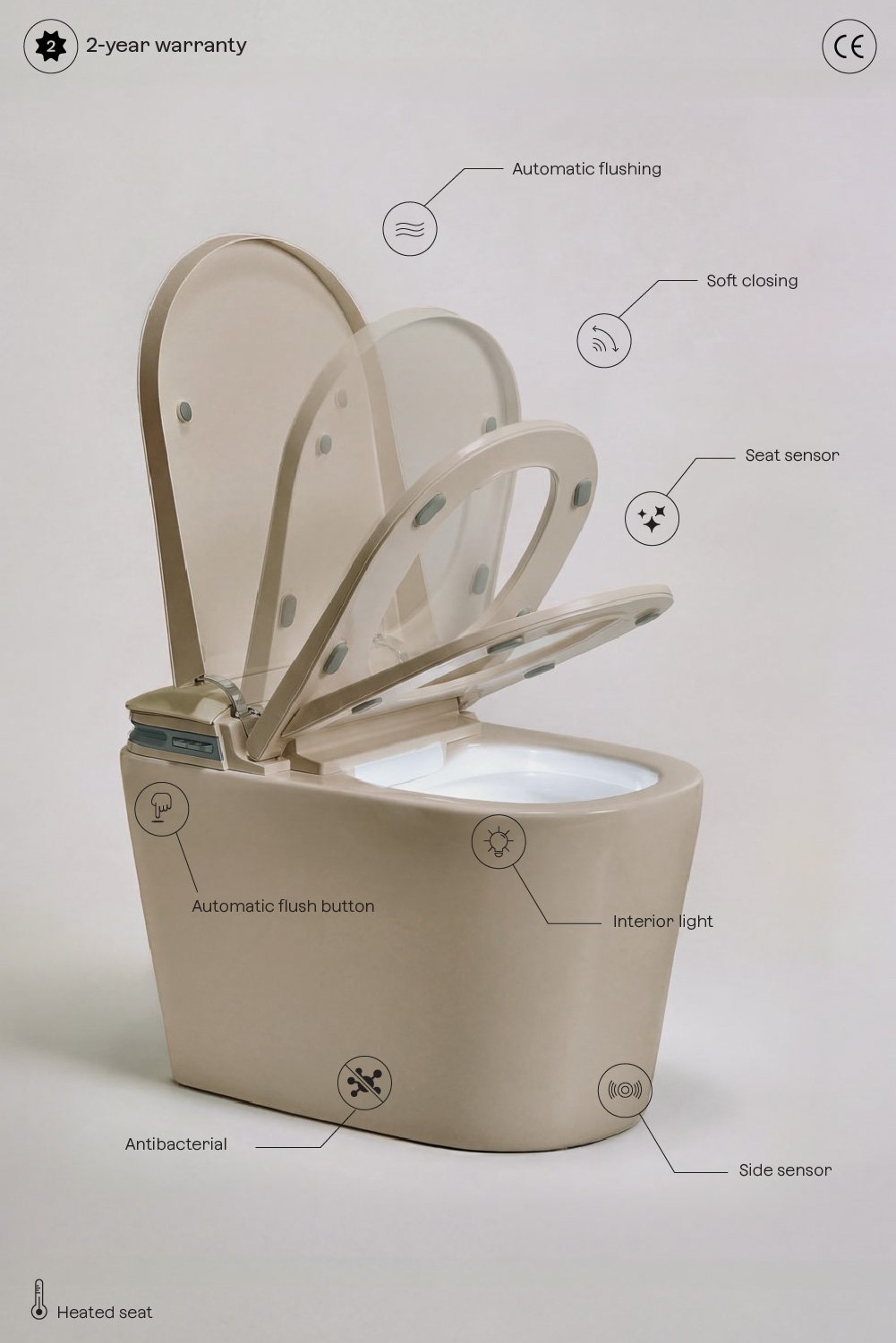 Saloa Basic ceramic smart toilet, gallery image 5