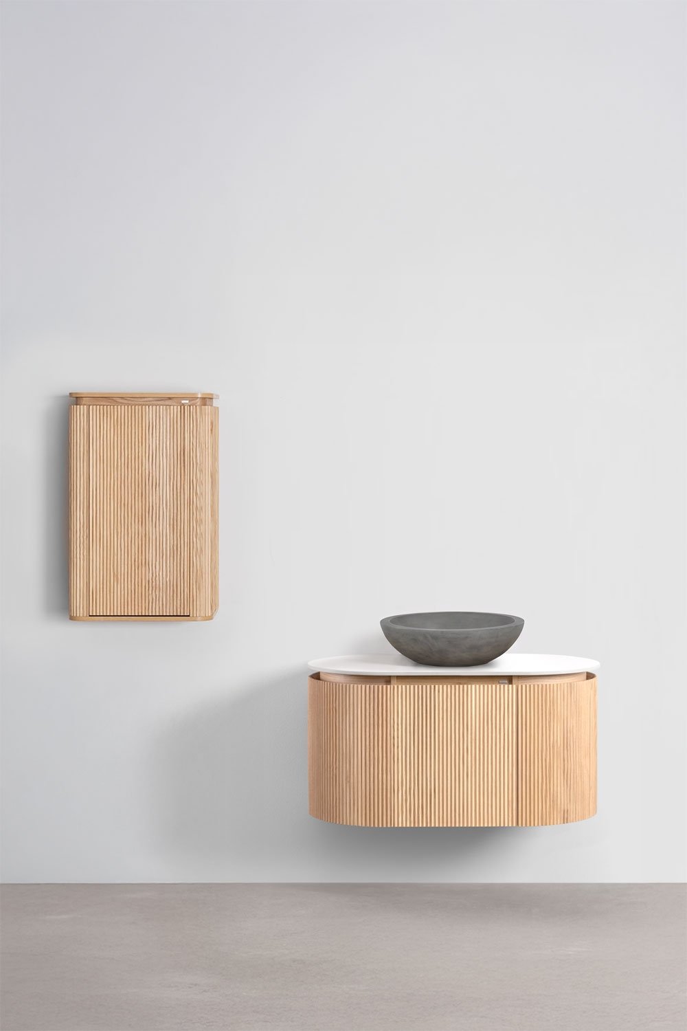Suspended bathroom furniture set 90x50 cm in Carsone wood, gallery image 2