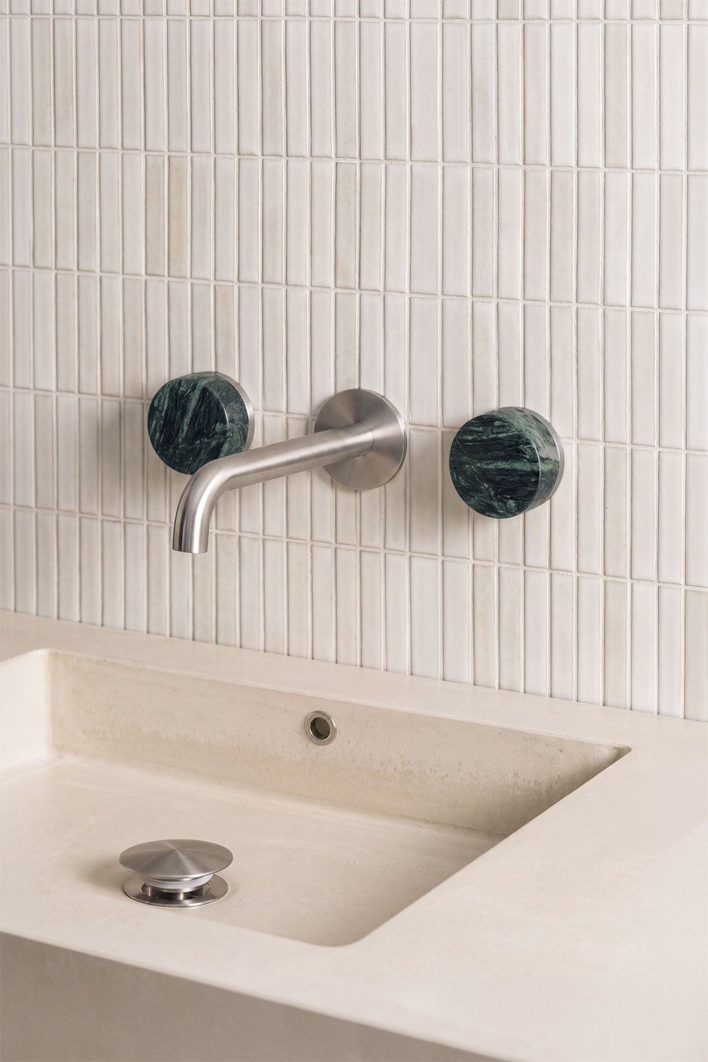 Gilstoin natural stone built-in basin mixer set and Orveta brass Click-Clack type basin drain valve, gallery image 1