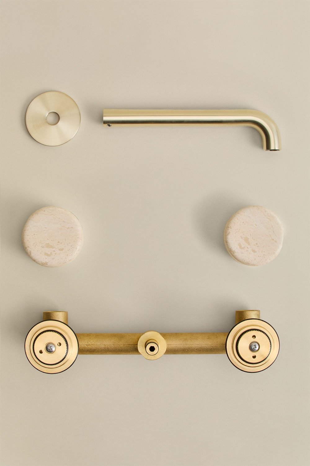 Gilstoin natural stone built-in basin mixer set and Orveta brass Click-Clack type basin drain valve, gallery image 8