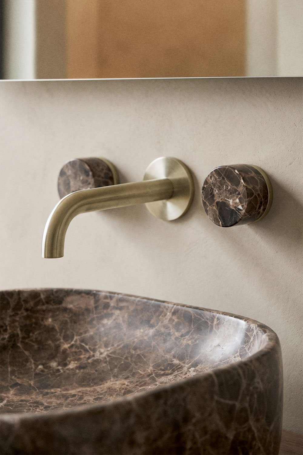 Gilstoin natural stone built-in basin mixer set and Orveta brass Click-Clack type basin drain valve, gallery image 2