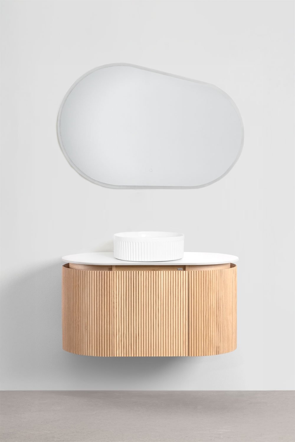 Suspended bathroom furniture set 90x50 cm in Carsone wood, gallery image 2