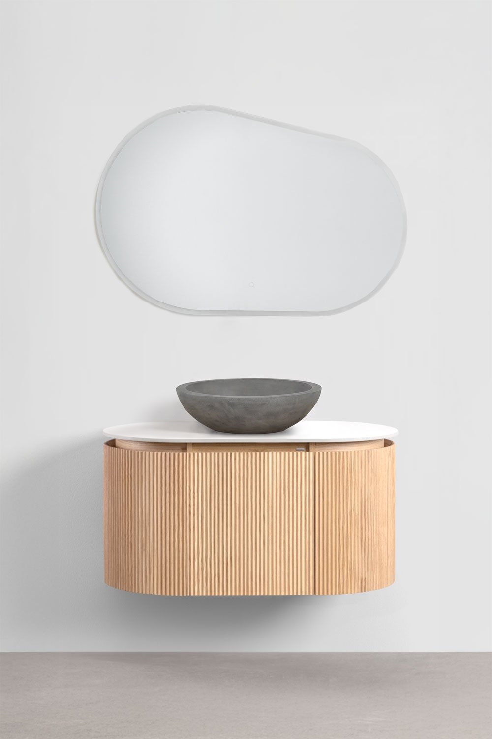 Suspended bathroom furniture set 90x50 cm in Carsone wood, gallery image 2