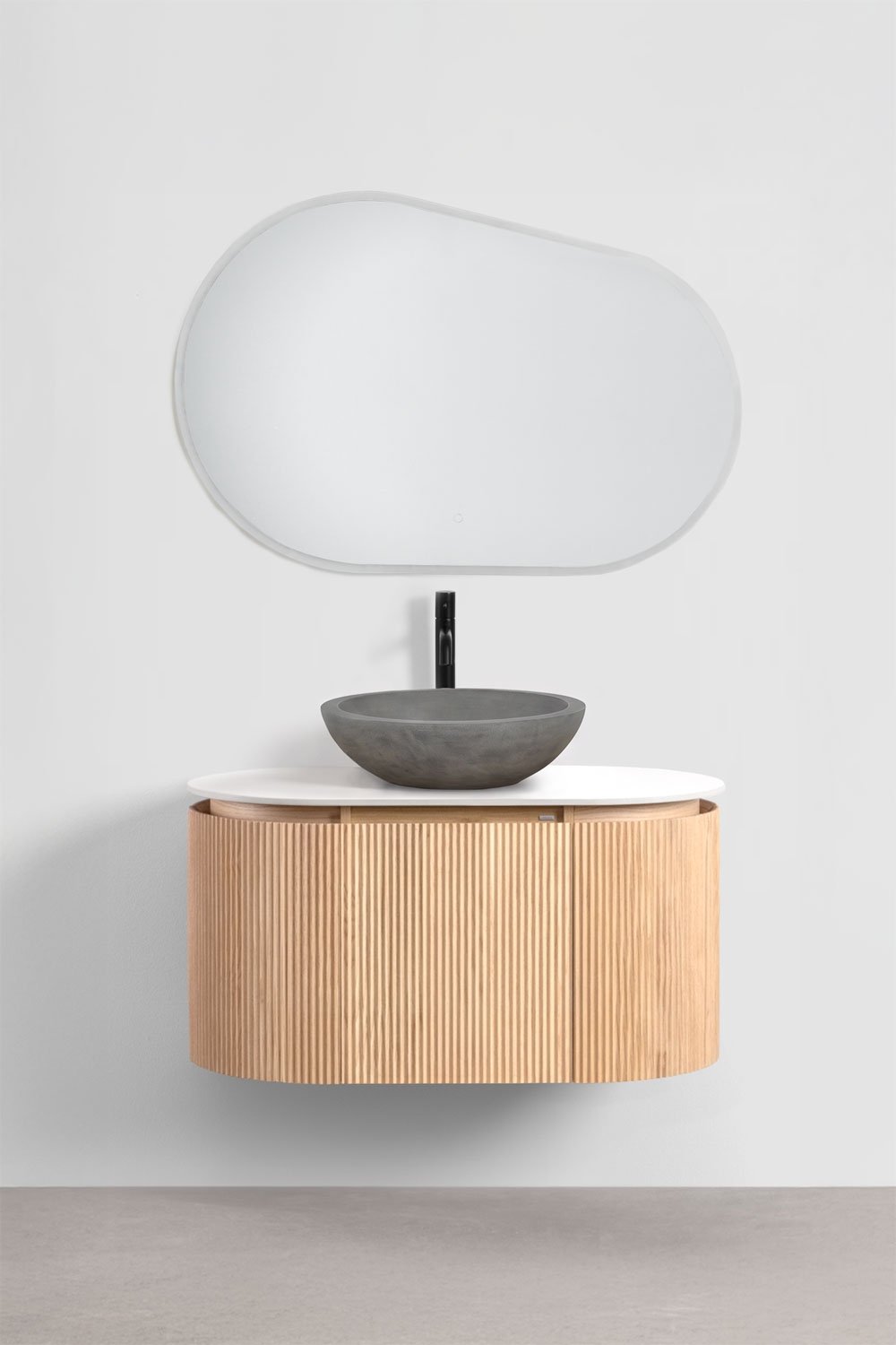 Suspended bathroom furniture set 90x50 cm in Carsone wood, gallery image 2