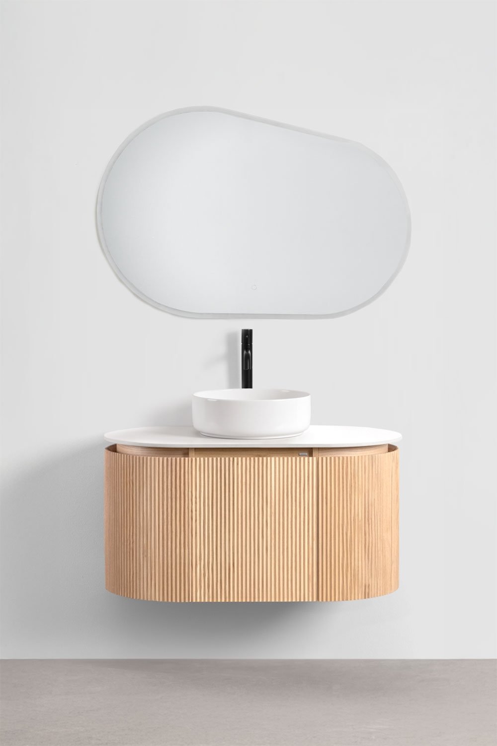Suspended bathroom furniture set 90x50 cm in Carsone wood, gallery image 2