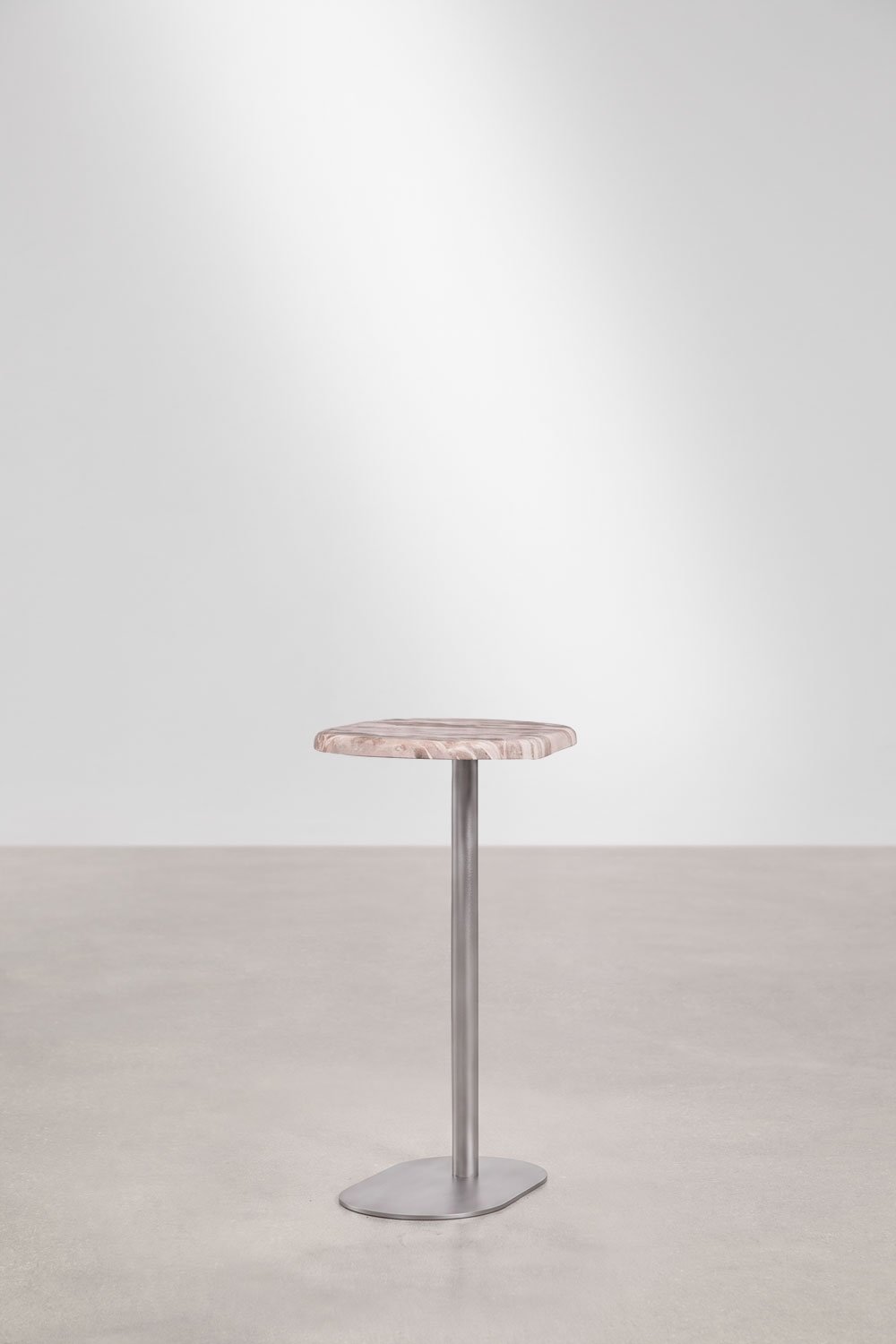 Oval garden side table 45x25 cm in stainless steel and marble Lumair, gallery image 5