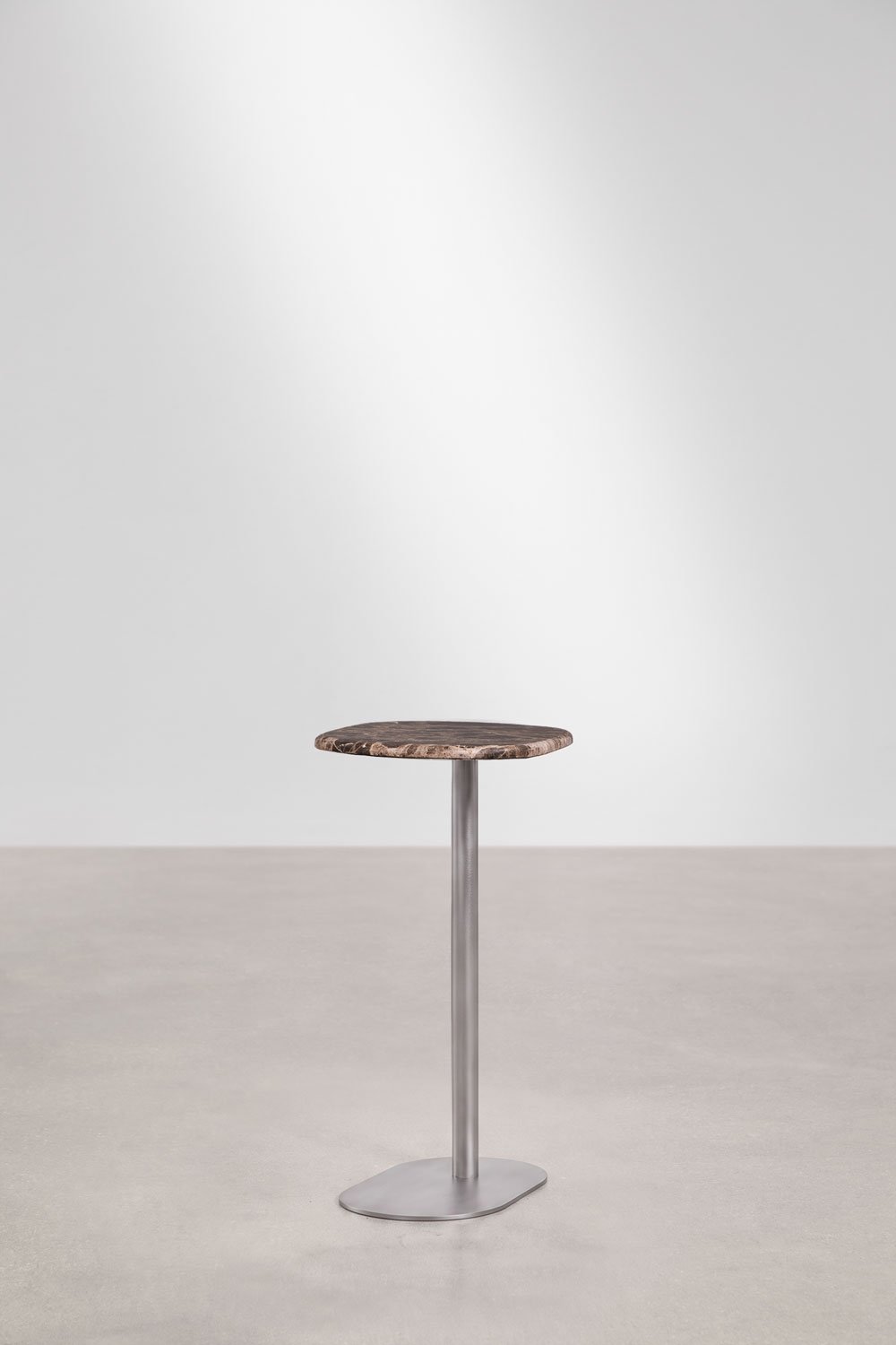 Oval garden side table 45x25 cm in stainless steel and marble Lumair, gallery image 4