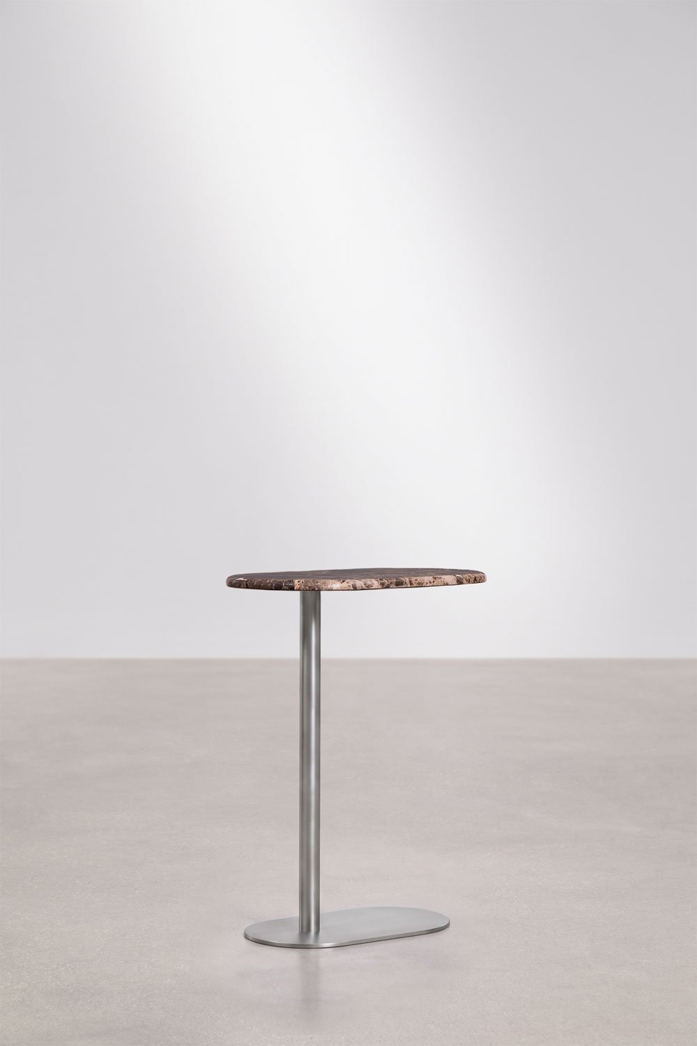 Oval garden side table 45x25 cm in stainless steel and marble Lumair, gallery image 5