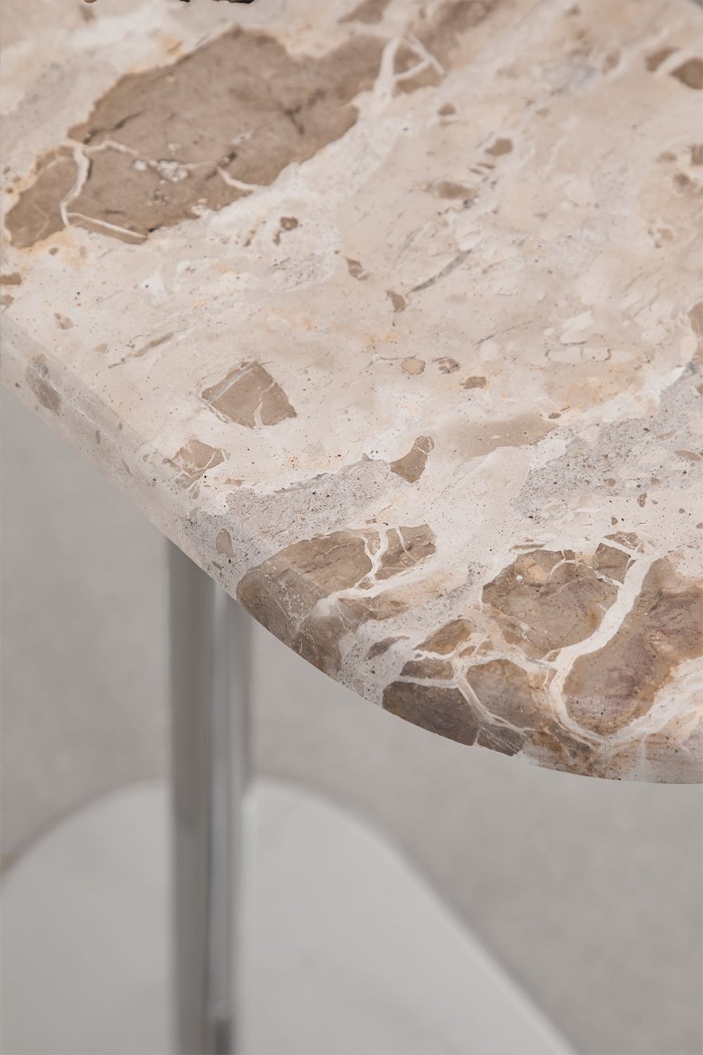 Oval garden side table 45x25 cm in stainless steel and marble Lumair, gallery image 7