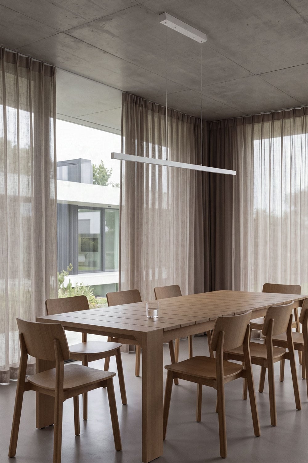 LED linear pendant ceiling lamp 120 cm with indirect light in aluminum Danile, gallery image 1