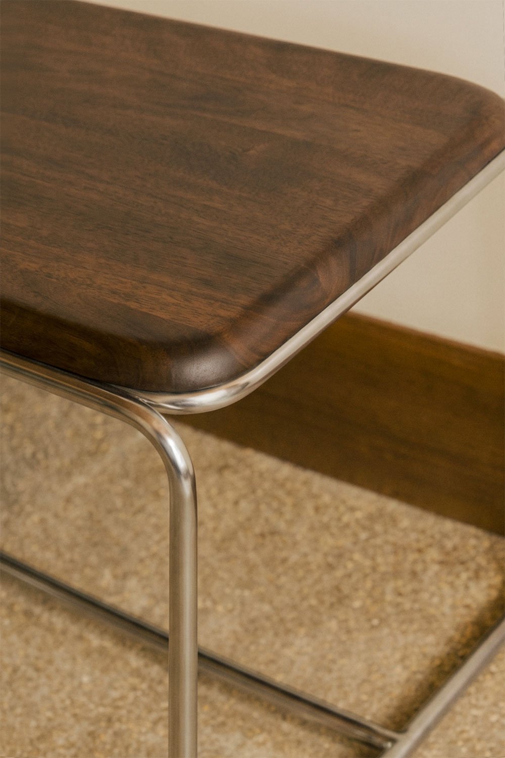 Bench 160 cm in dark acacia wood and stainless steel Altrex, gallery image 2