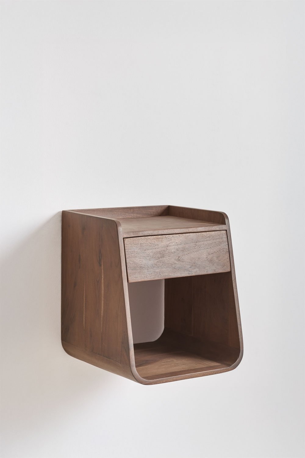 Floating bedside table 35x35 cm in Berigem acacia wood, gallery image 3