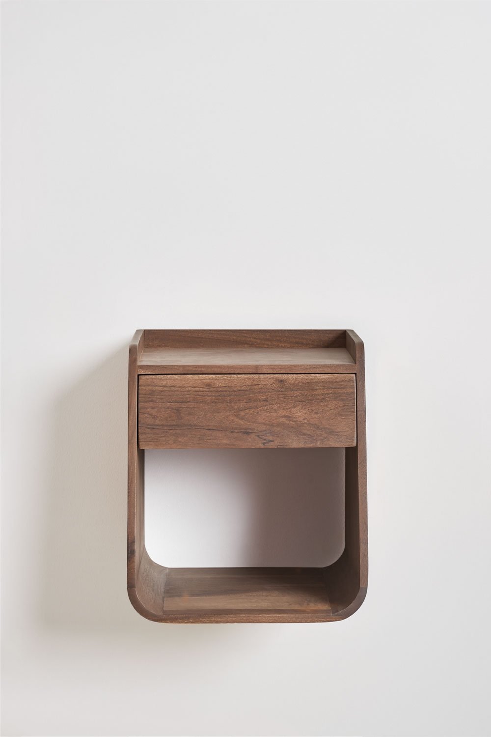 Floating bedside table 35x35 cm in Berigem acacia wood, gallery image 4
