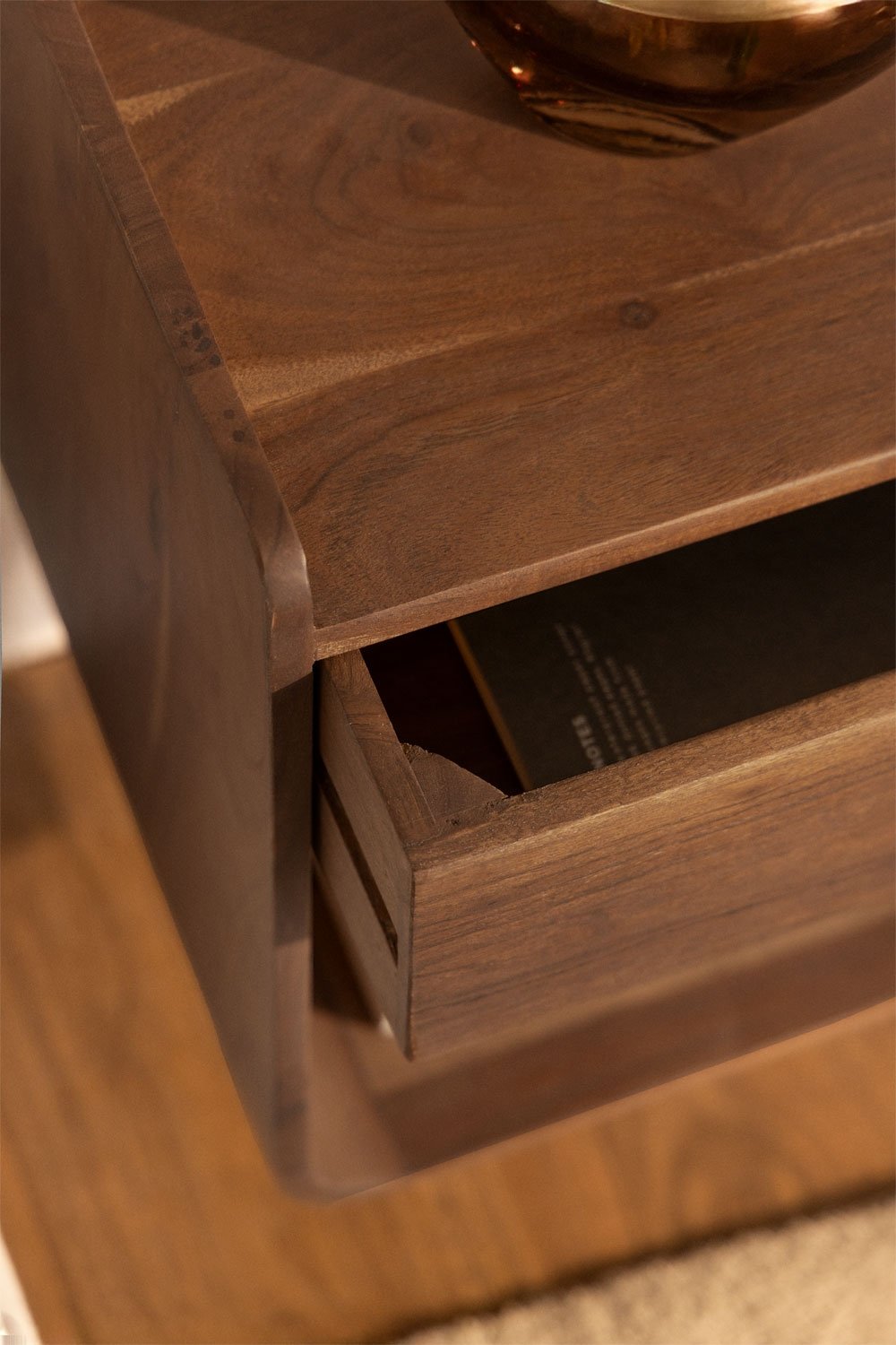 Floating bedside table 35x35 cm in Berigem acacia wood, gallery image 2