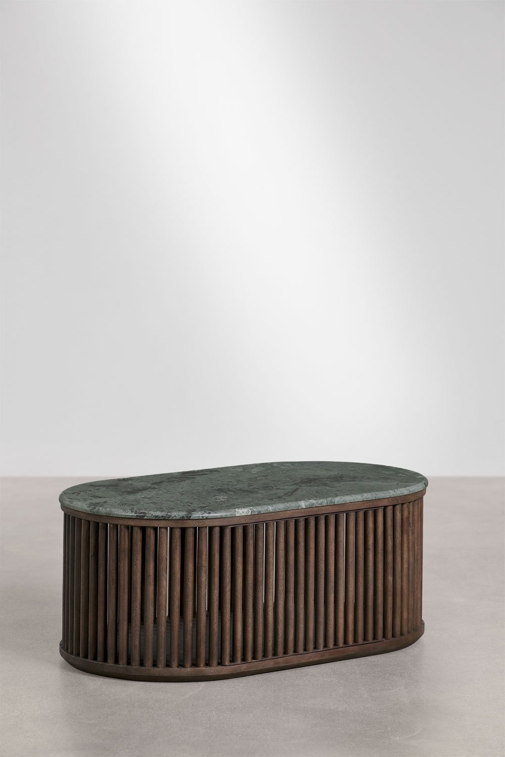 Oval coffee table 90x50 cm in mango wood and natural stone Talix, gallery image 3