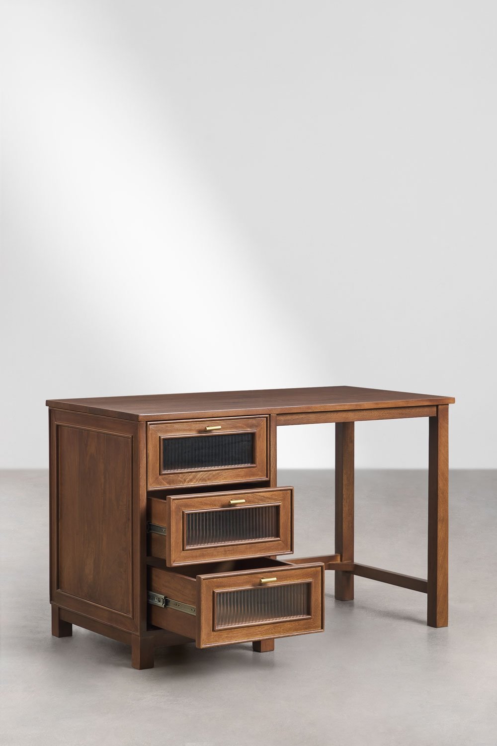 Ildara 120x60 cm desk in mango wood and glass, gallery image 8