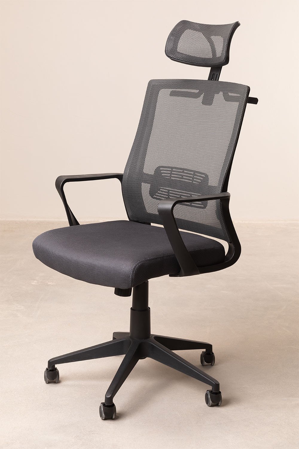 Office Chair with Wheels and Headrest Teill Black, gallery image 2