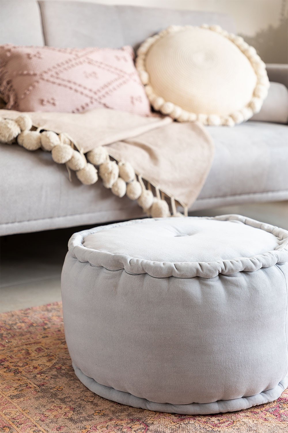 Round Velvet Pouffe Kelli, gallery image 1