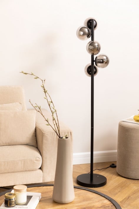 Iron floor lamp with bubble glass balls