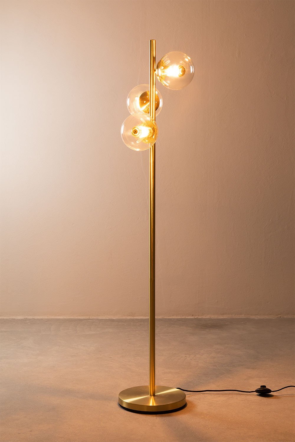 Metal floor lamp with 3 Banbi glass balls, gallery image 4