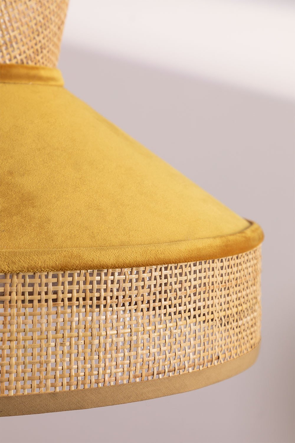 Velvet & Rattan Ceiling Lamp Xanti, gallery image 3