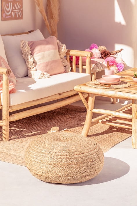 Round Jute Pouffe Pilew