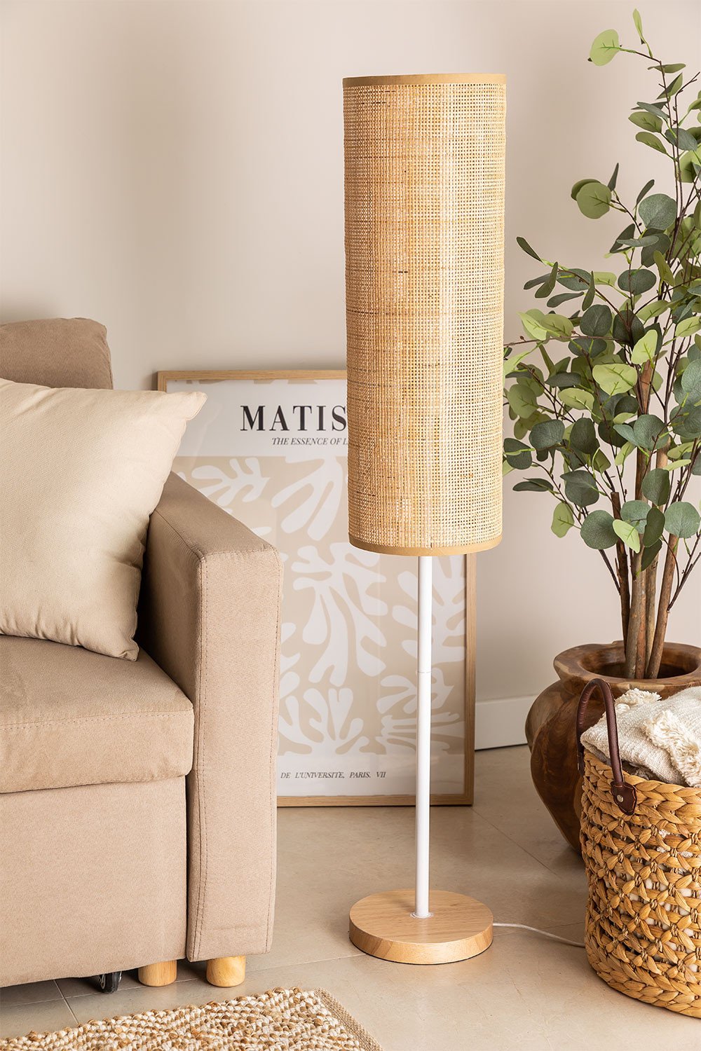 large rattan table lamp