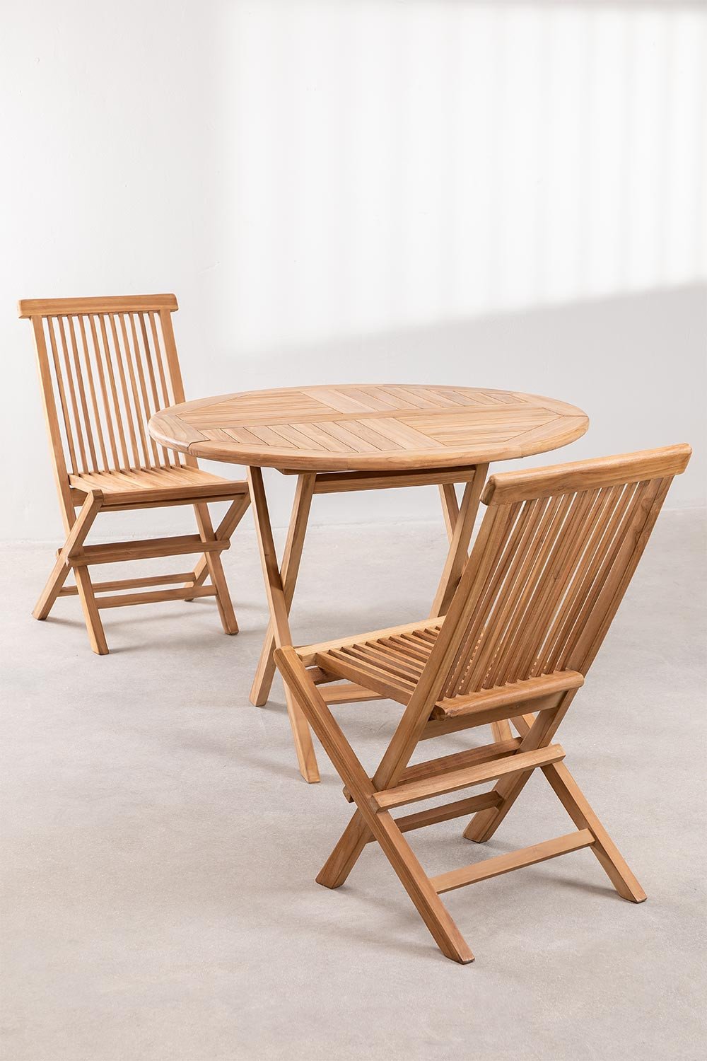 Sedia Pieghevole Da Giardino MR. DEKO In Teak - 53x43x89cm, Design Classico, Per Esterni - Foto 3