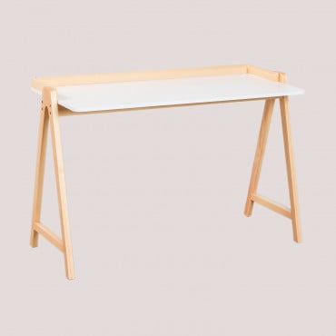 Scrivania In Legno Kailo Style Bianco Antico - Legno Naturale - Sklum