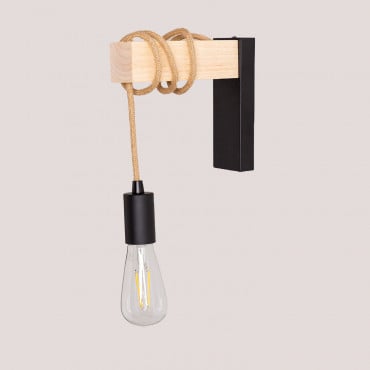 Applique Da Parete Tina Natural Nero - Legno Naturale - Sklum