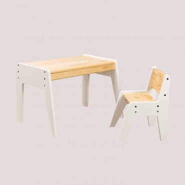 Set Tavolo E Sedia In Legno Blaby Kids Bianco - Sklum